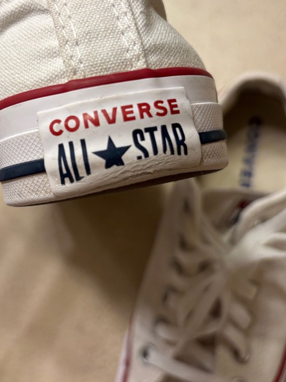 Converse Low Top Sneakers in White with Red Stripe - Picture 10 of 12